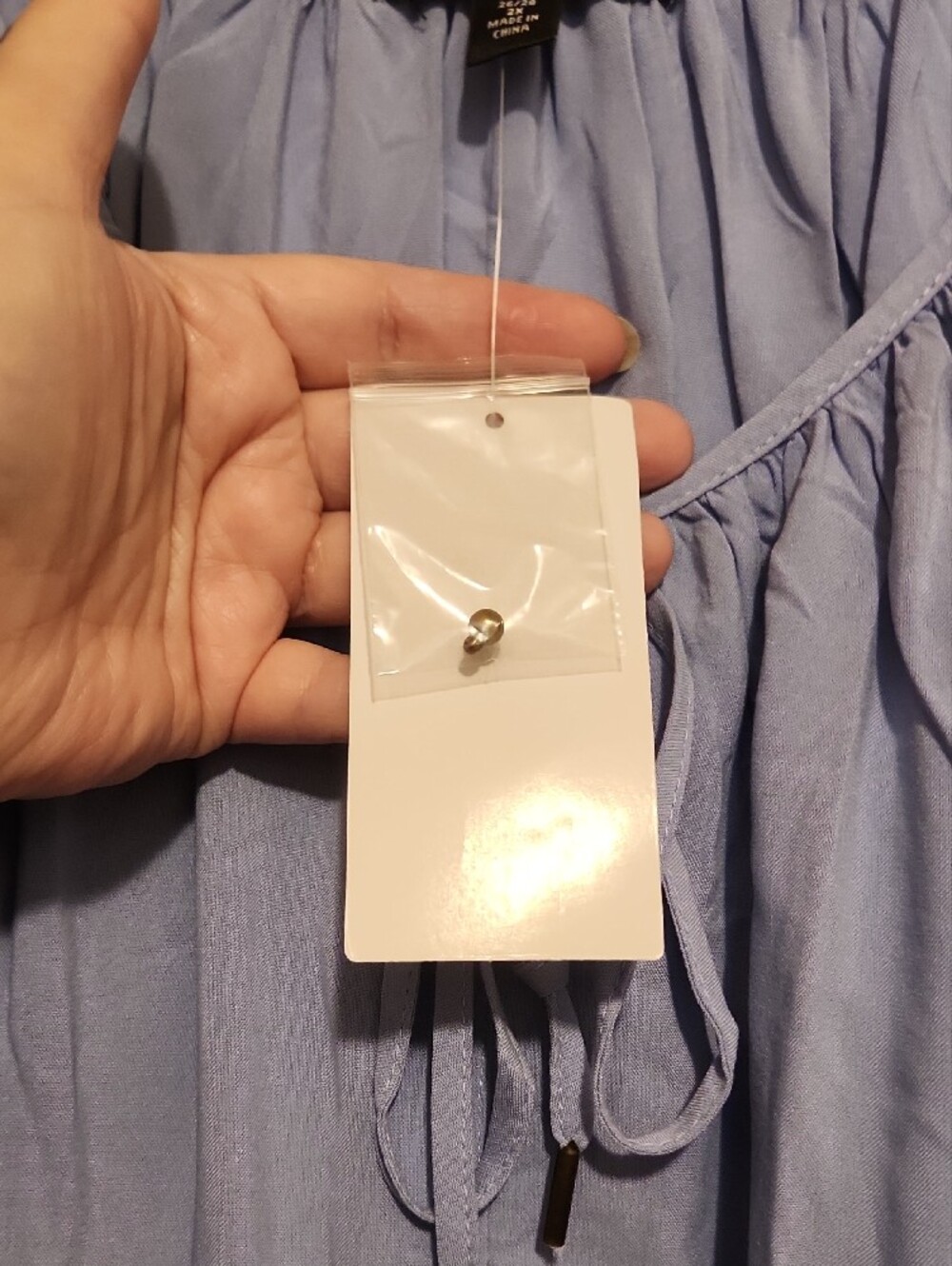 🔥ellos Light Blue Peasant Tie-Neck Blouse - Picture 8 of 8
